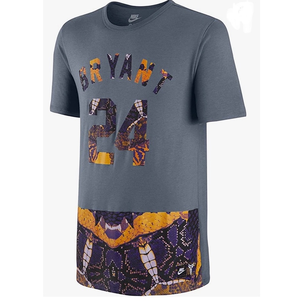 Nike Kobe Bryant 24 Snakeskin Small S Black Mamba Slate Blue Tshirt 644564-494 - Picture 1 of 8